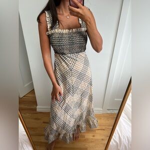 Ganni seersucker sleeveless dress - size 34 (small)